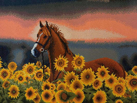 Sunflower Horse, Completed Diamond Painting, Make Market