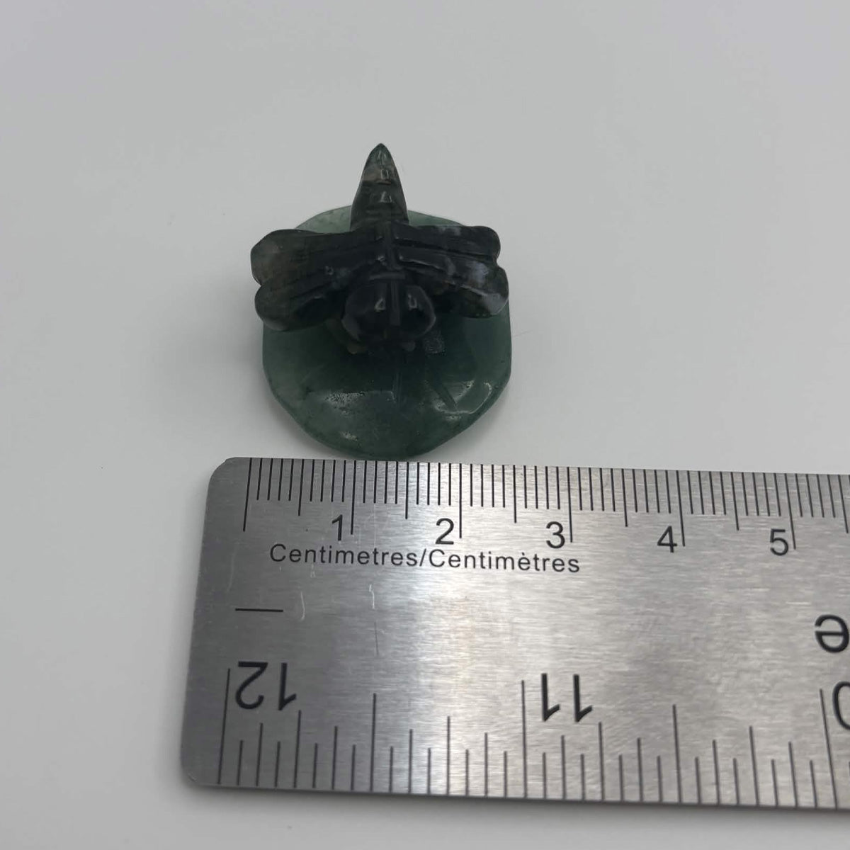 Moss Agate Dragonfly on Green Aventurine Leaf – Natural Stone Carving (CR-DF12)