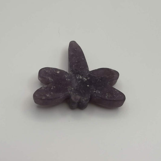 Lepidolite Dragonfly Carving – Natural Purple Crystal (CR-DF4)