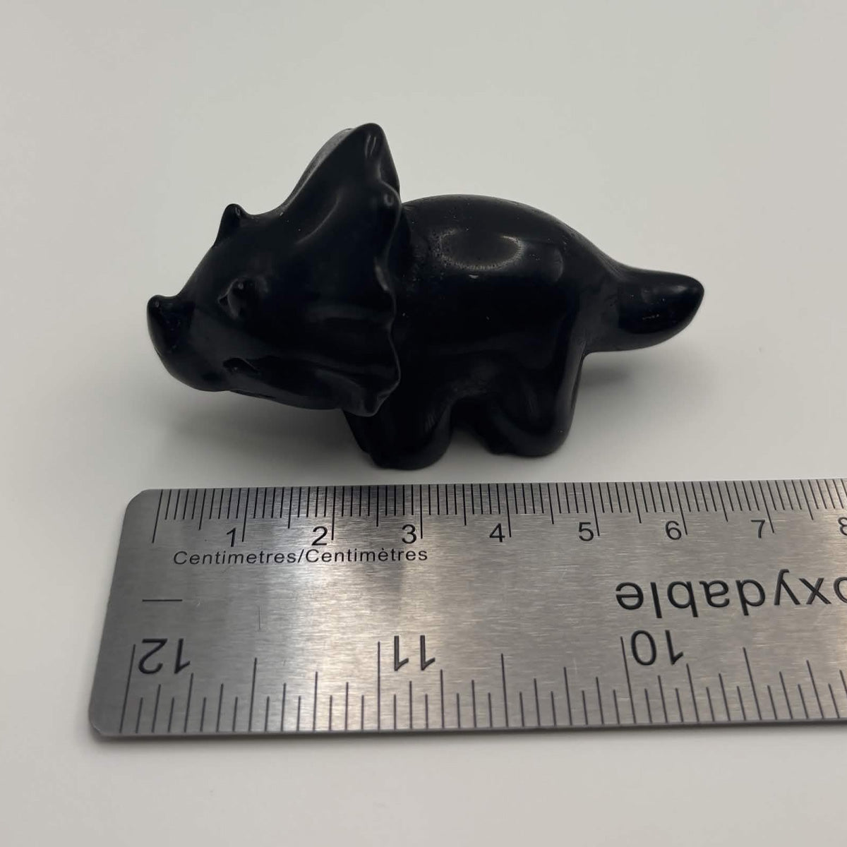 Polished Black Obsidian Triceratops