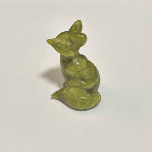 Tree Jasper Sitting Fox Carving – Natural Polished Crystal Stone