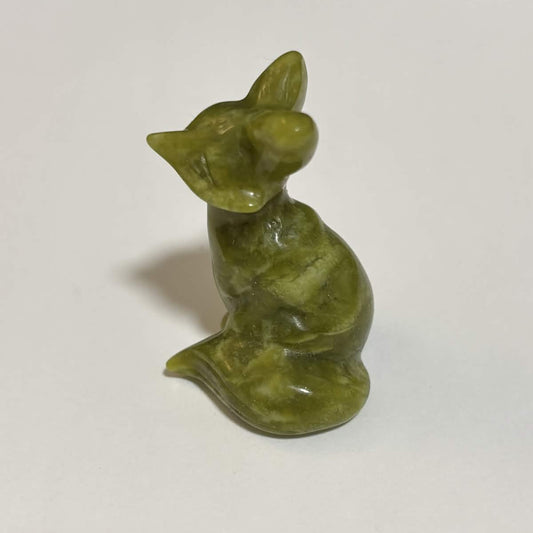 Tree Jasper Sitting Fox Carving – Natural Polished Crystal Stone (CR-FX5)