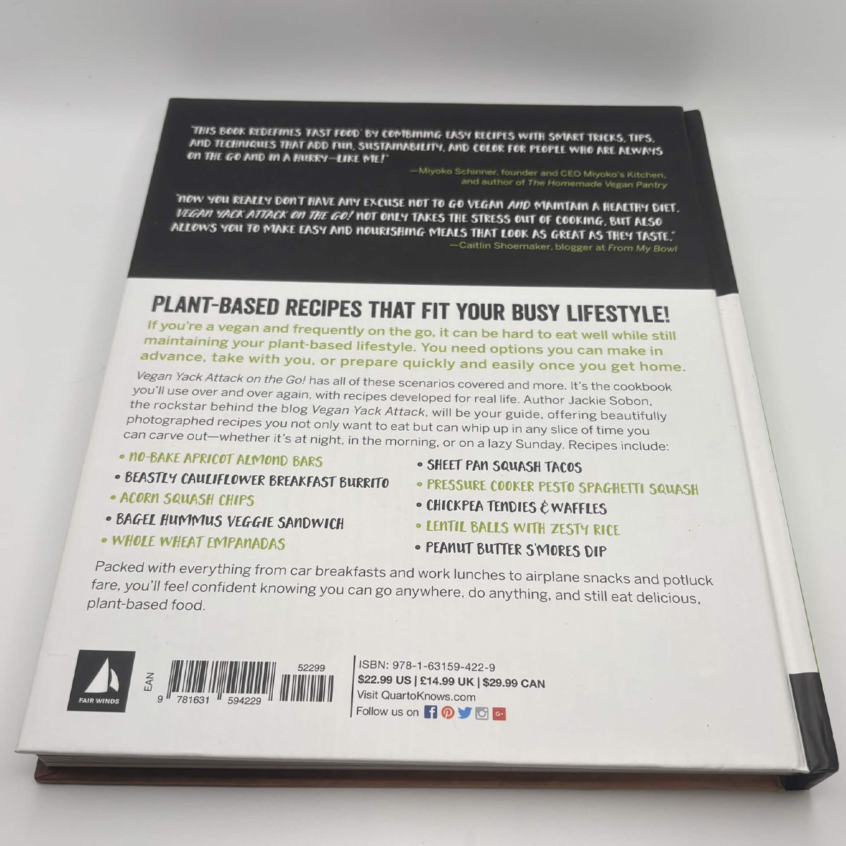 Vegan Yack Attack On the Go! by Jackie Sobon — 2018 Hardcover Vegan Cookbook