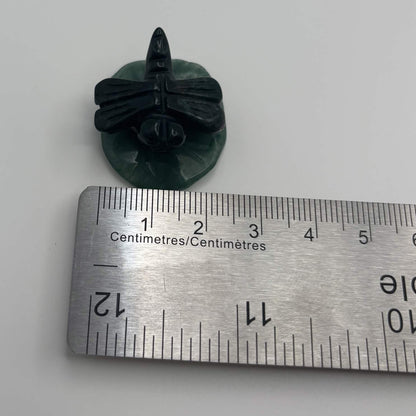 Moss Agate Dragonfly on Green Aventurine Leaf – Natural Stone Carving (CR-DF11)