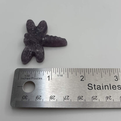 Lepidolite Dragonfly Carving – Natural Purple Crystal (CR-DF4)