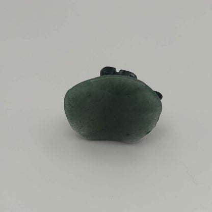 Moss Agate Dragonfly on Green Aventurine Leaf – Natural Stone Carving (CR-DF6)