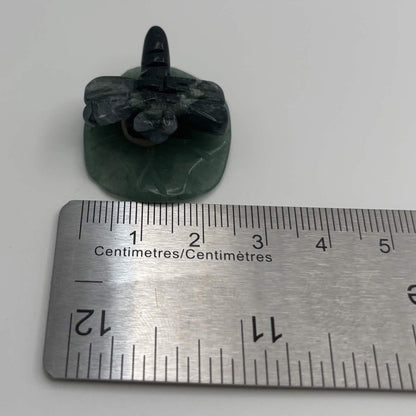 Moss Agate Dragonfly on Green Aventurine Leaf – Natural Stone Carving (CR-DF6)