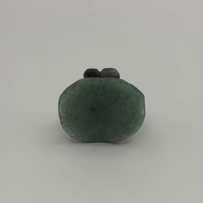 Moss Agate Dragonfly on Green Aventurine Leaf – Natural Stone Carving (CR-DF8)