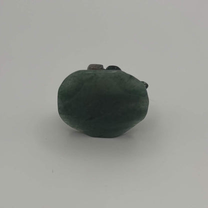 Moss Agate Dragonfly on Green Aventurine Leaf – Natural Stone Carving (CR-DF9)