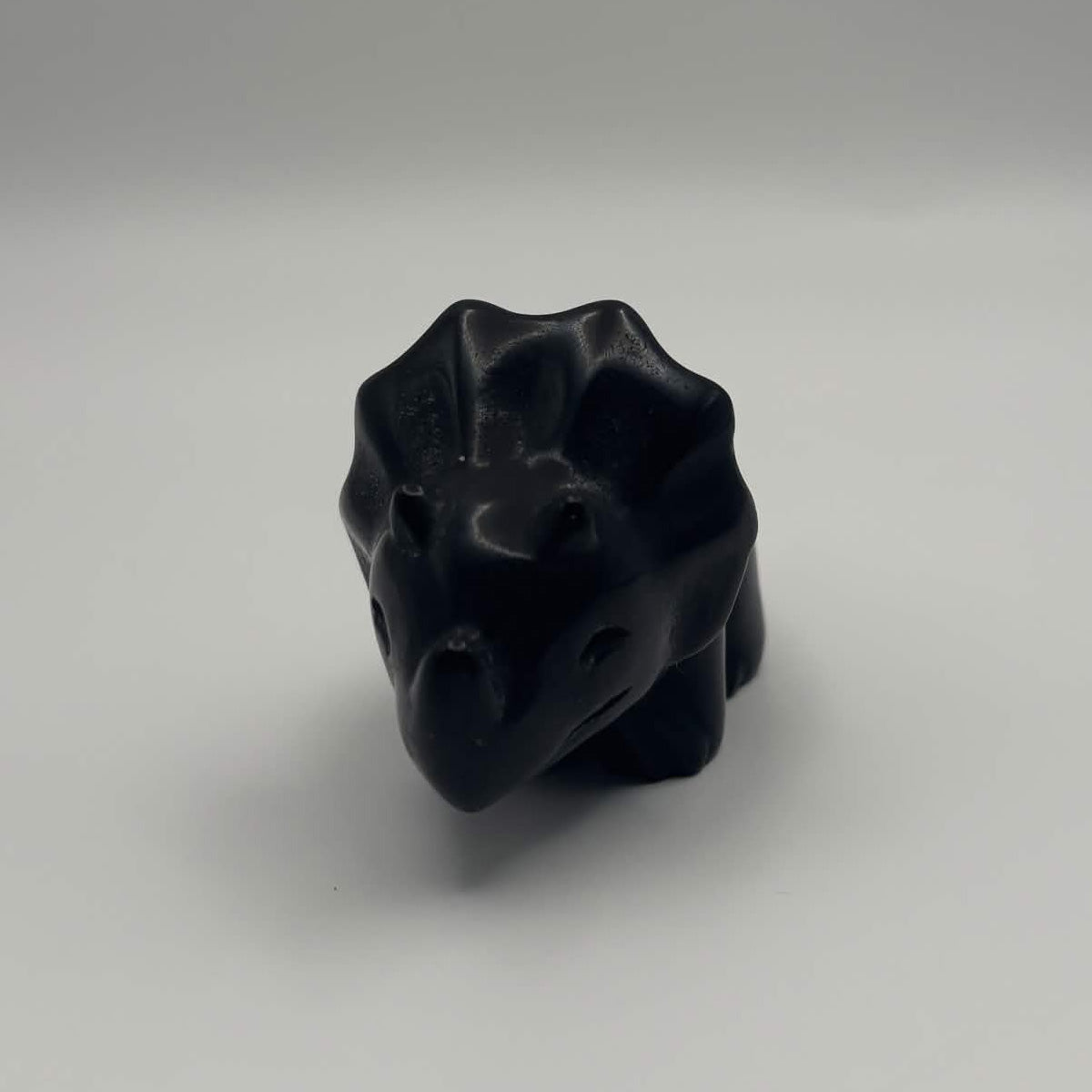 Polished Black Obsidian Triceratops