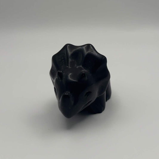 Polished Black Obsidian Triceratops