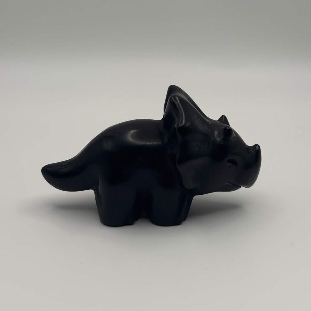 Polished Black Obsidian Triceratops