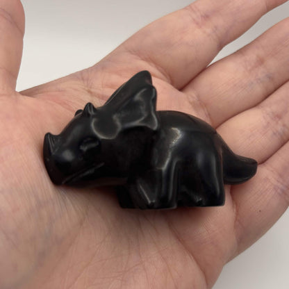 Polished Black Obsidian Triceratops