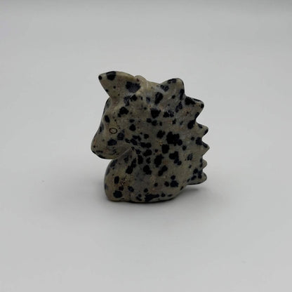Polished Dalmatian Jasper Unicorn Head