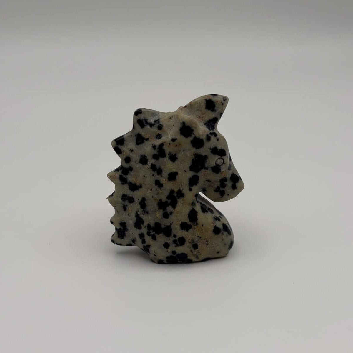 Polished Dalmatian Jasper Unicorn Head