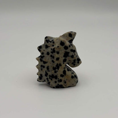 Polished Dalmatian Jasper Unicorn Head