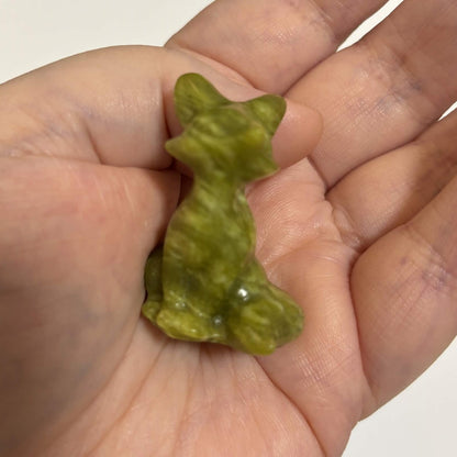 Tree Jasper Sitting Fox Carving – Natural Polished Crystal Stone