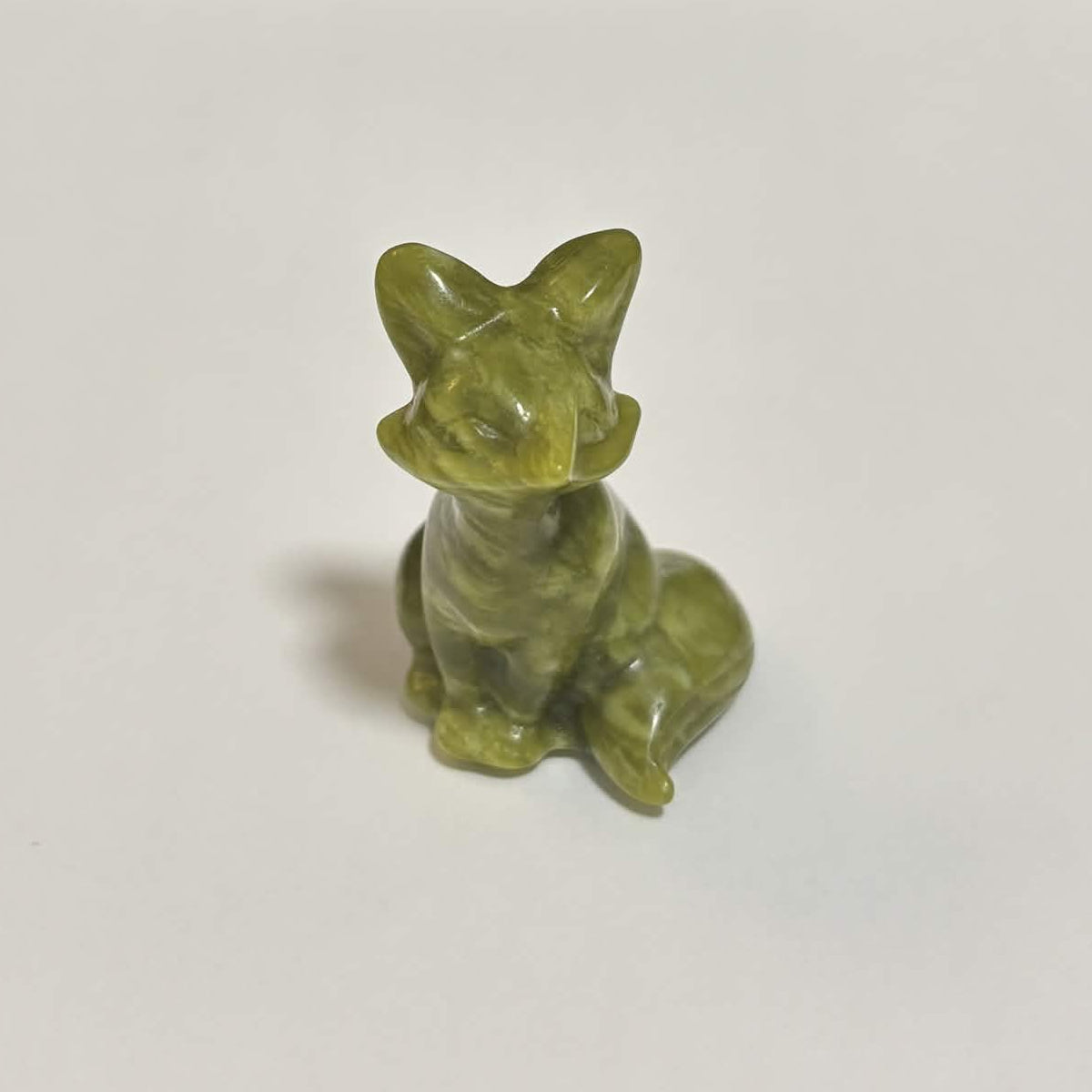 Tree Jasper Sitting Fox Carving – Natural Polished Crystal Stone