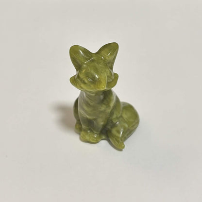 Tree Jasper Sitting Fox Carving – Natural Polished Crystal Stone