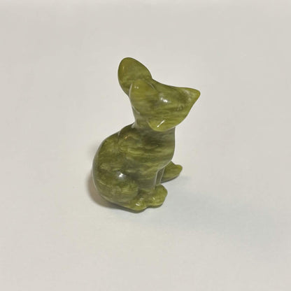 Tree Jasper Sitting Fox Carving – Natural Polished Crystal Stone