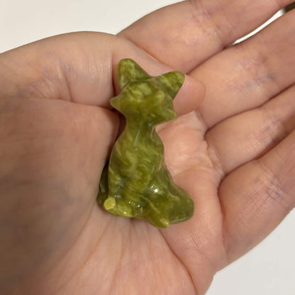 Tree Jasper Sitting Fox Carving – Natural Polished Crystal Stone (CR-FX5)