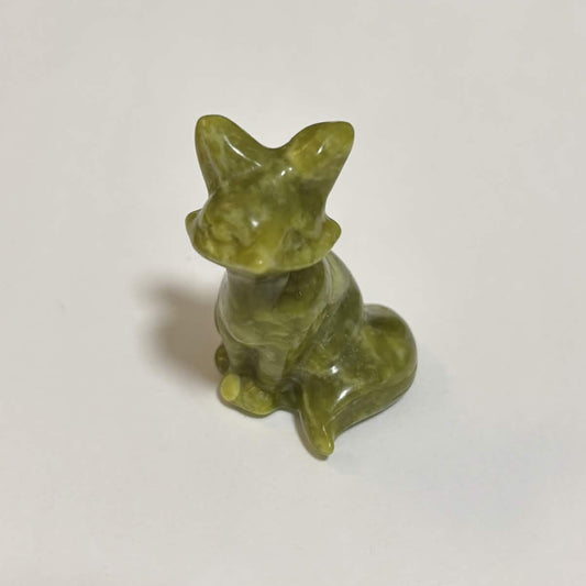 Tree Jasper Sitting Fox Carving – Natural Polished Crystal Stone (CR-FX5)