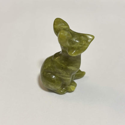 Tree Jasper Sitting Fox Carving – Natural Polished Crystal Stone (CR-FX5)