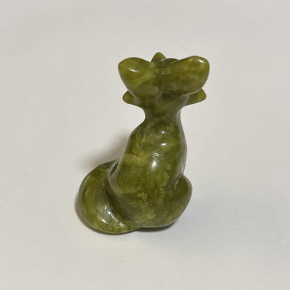 Tree Jasper Sitting Fox Carving – Natural Polished Crystal Stone (CR-FX5)