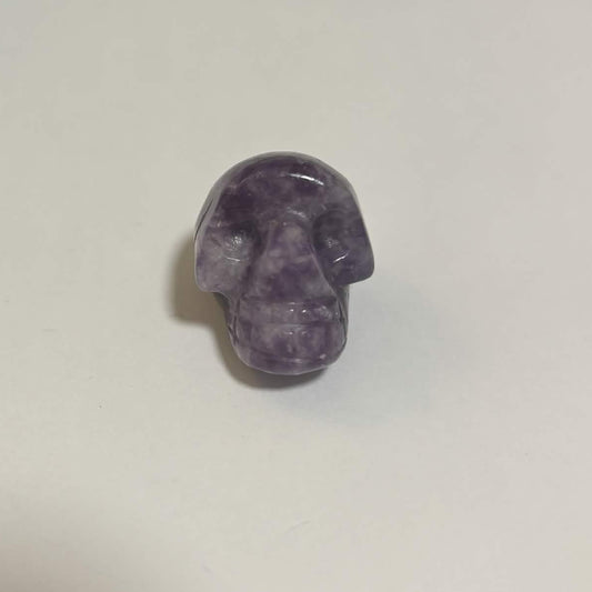 Lepidolite Mini Skull Carving – Natural Polished Crystal Stone (CR-SK1)