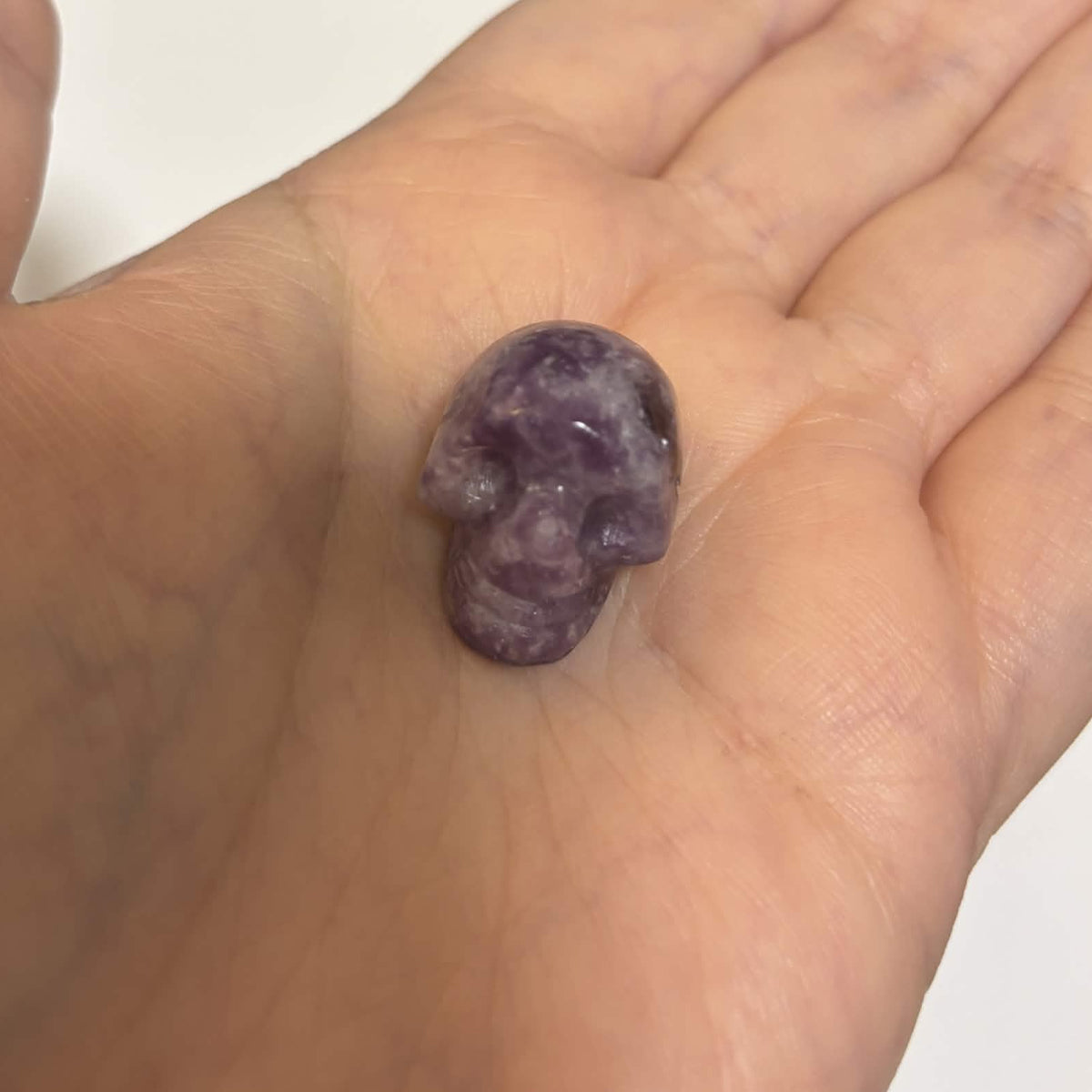 Lepidolite Mini Skull Carving – Natural Polished Crystal Stone (CR-SK1)