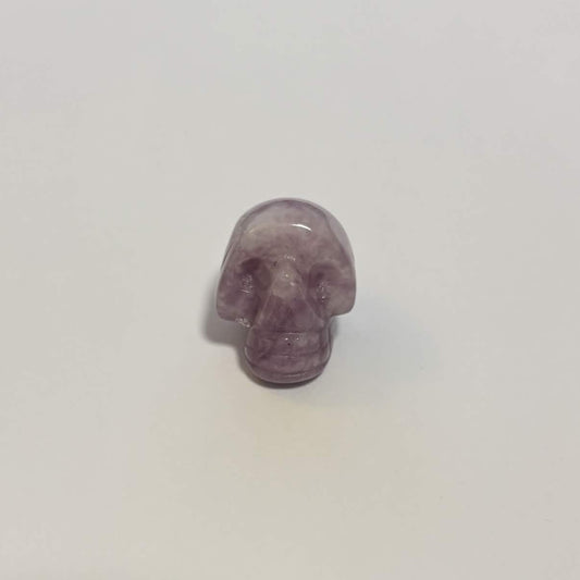 Lepidolite Mini Skull Carving – Natural Polished Crystal Stone (CR-SK10)