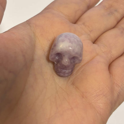 Lepidolite Mini Skull Carving – Natural Polished Crystal Stone (CR-SK10)
