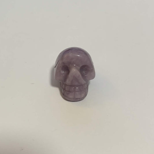 Lepidolite Mini Skull Carving – Natural Polished Crystal Stone (CR-SK2)
