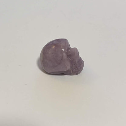 Lepidolite Mini Skull Carving – Natural Polished Crystal Stone (CR-SK2)