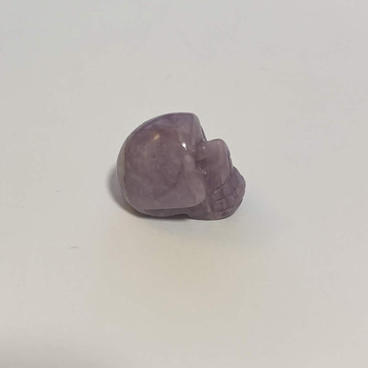 Lepidolite Mini Skull Carving – Natural Polished Crystal Stone (CR-SK2)