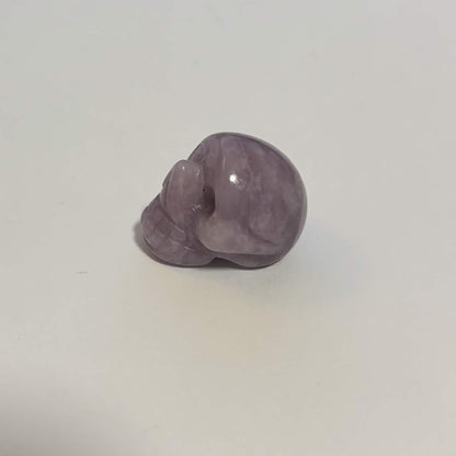 Lepidolite Mini Skull Carving – Natural Polished Crystal Stone (CR-SK2)