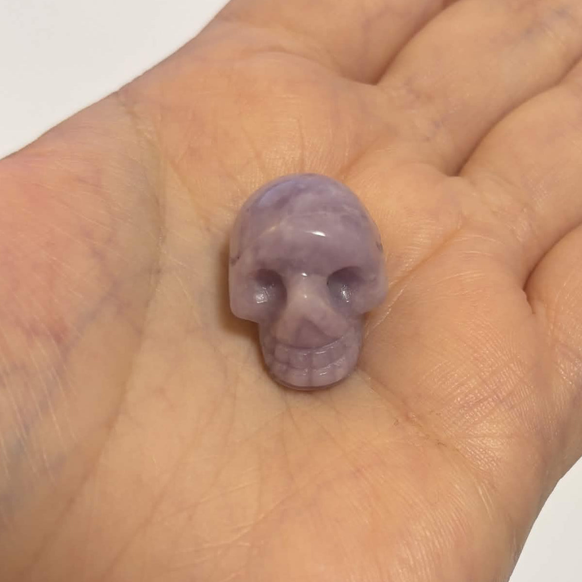 Lepidolite Mini Skull Carving – Natural Polished Crystal Stone (CR-SK2)