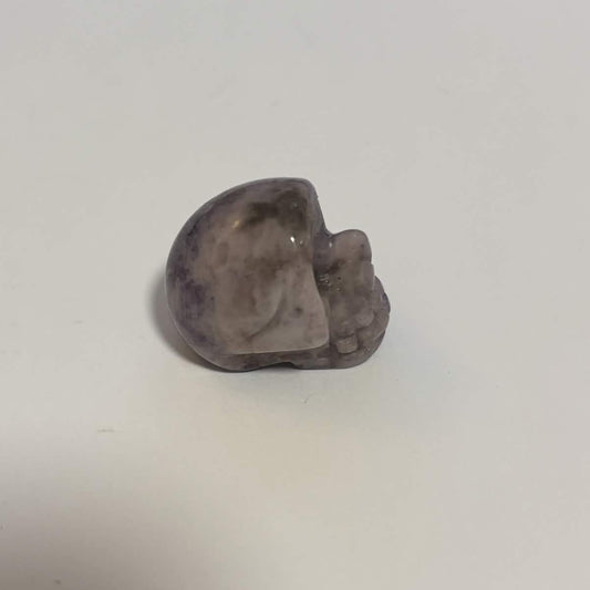 Lepidolite Mini Skull Carving – Natural Polished Crystal Stone (CR-SK3)