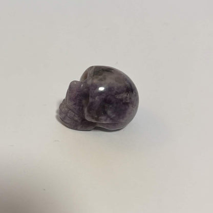 Lepidolite Mini Skull Carving – Natural Polished Crystal Stone (CR-SK3)