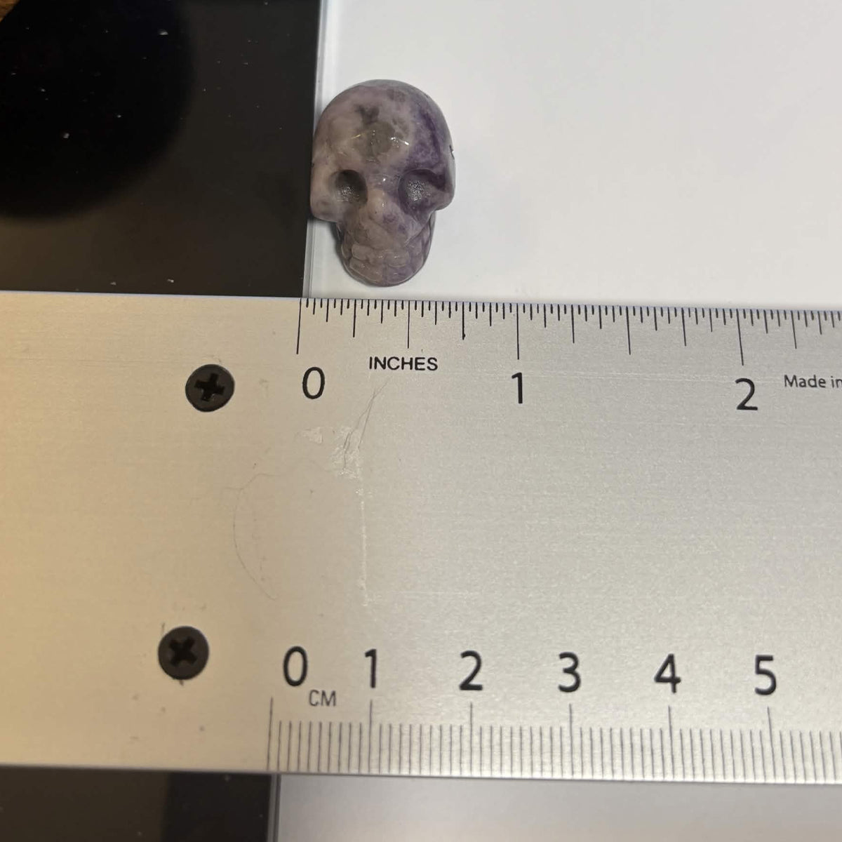 Lepidolite Mini Skull Carving – Natural Polished Crystal Stone (CR-SK3)