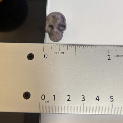 Lepidolite Mini Skull Carving – Natural Polished Crystal Stone (CR-SK3)