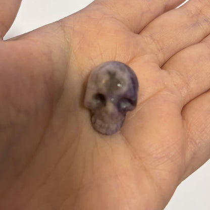 Lepidolite Mini Skull Carving – Natural Polished Crystal Stone (CR-SK3)