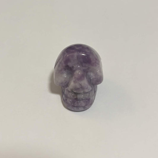Lepidolite Mini Skull Carving – Natural Polished Crystal Stone (CR-SK5)