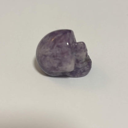 Lepidolite Mini Skull Carving – Natural Polished Crystal Stone (CR-SK5)