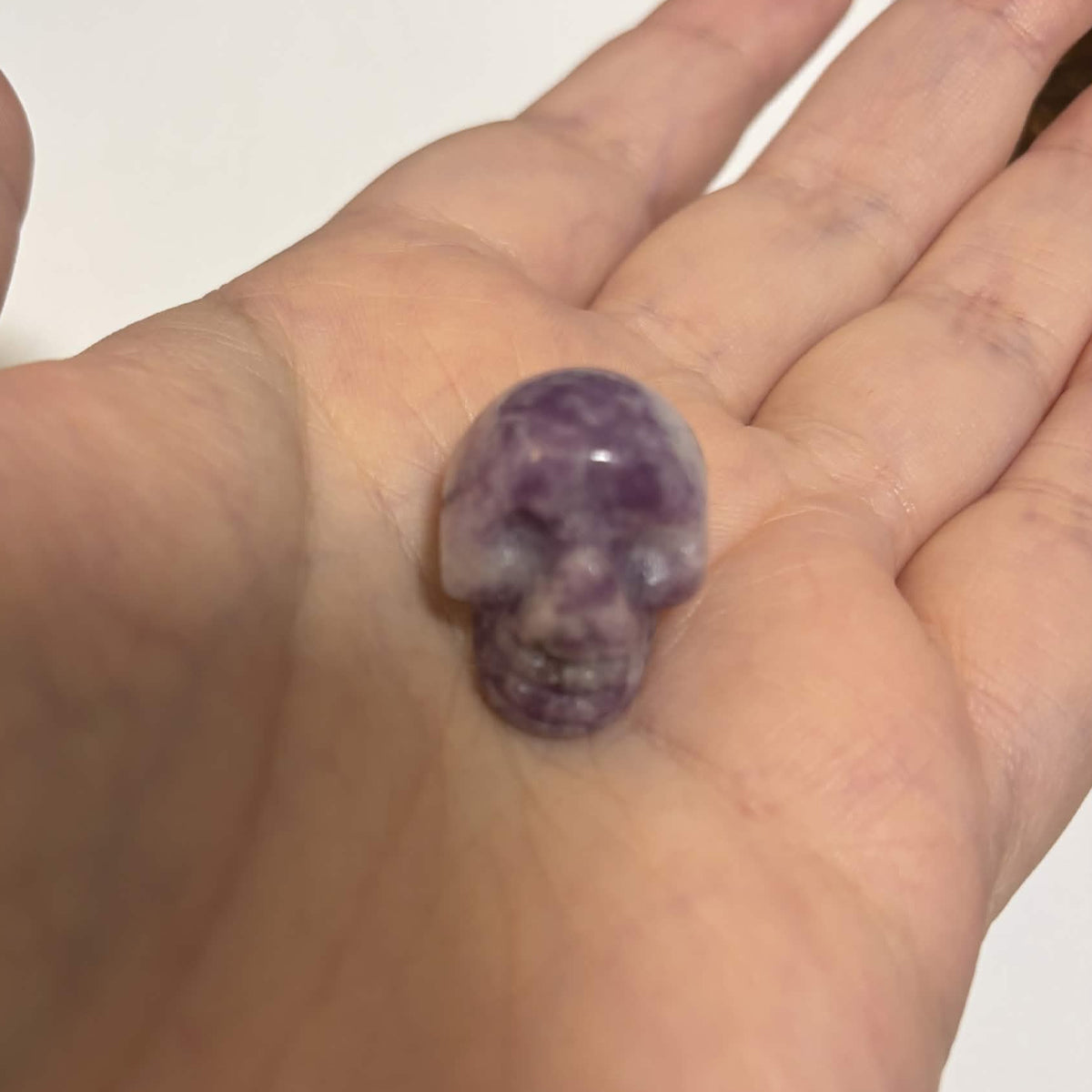 Lepidolite Mini Skull Carving – Natural Polished Crystal Stone (CR-SK5)