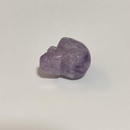 Lepidolite Mini Skull Carving – Natural Polished Crystal Stone (CR-SK6)