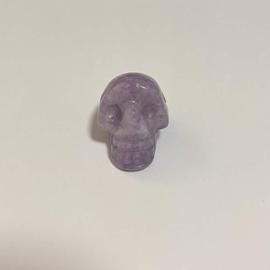 Lepidolite Mini Skull Carving – Natural Polished Crystal Stone (CR-SK6)