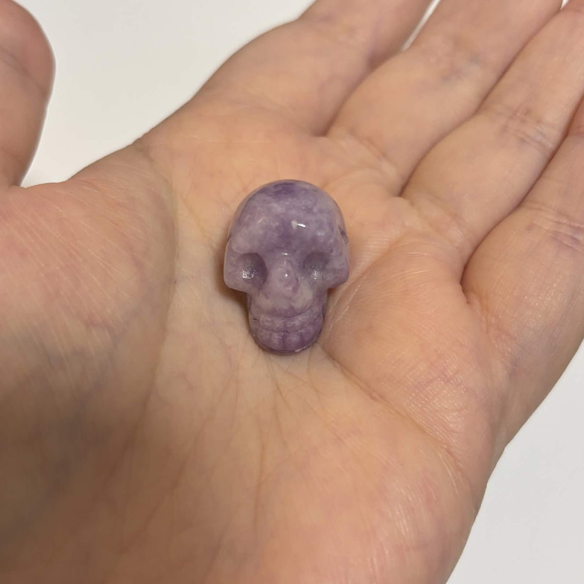 Lepidolite Mini Skull Carving – Natural Polished Crystal Stone (CR-SK6)