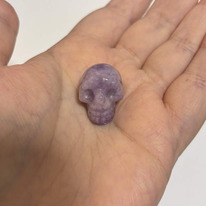 Lepidolite Mini Skull Carving – Natural Polished Crystal Stone (CR-SK6)