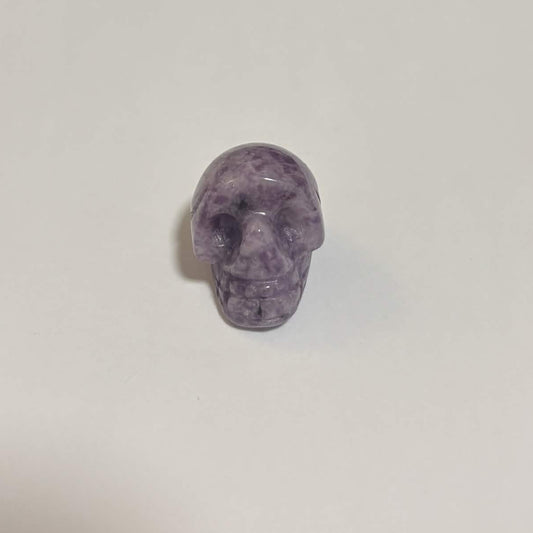 Lepidolite Mini Skull Carving – Natural Polished Crystal Stone (CR-SK7)